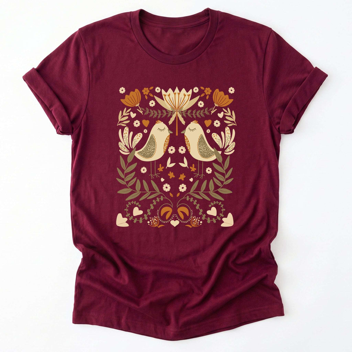 Folk Birds & Blooms Classic T-Shirt