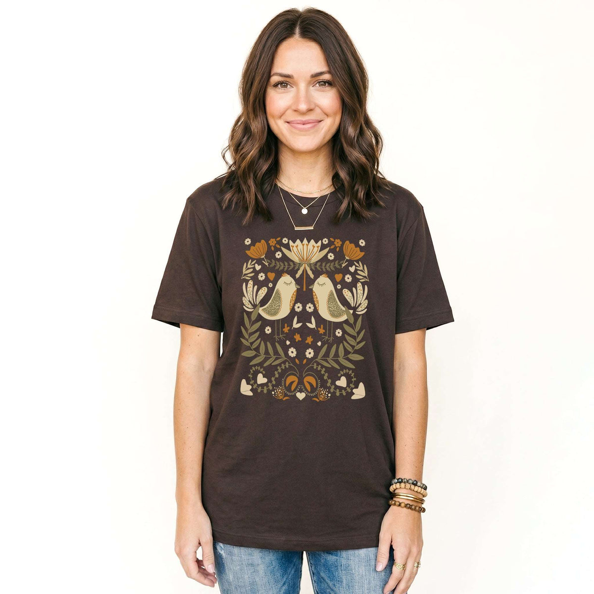Folk Birds & Blooms Classic T-Shirt