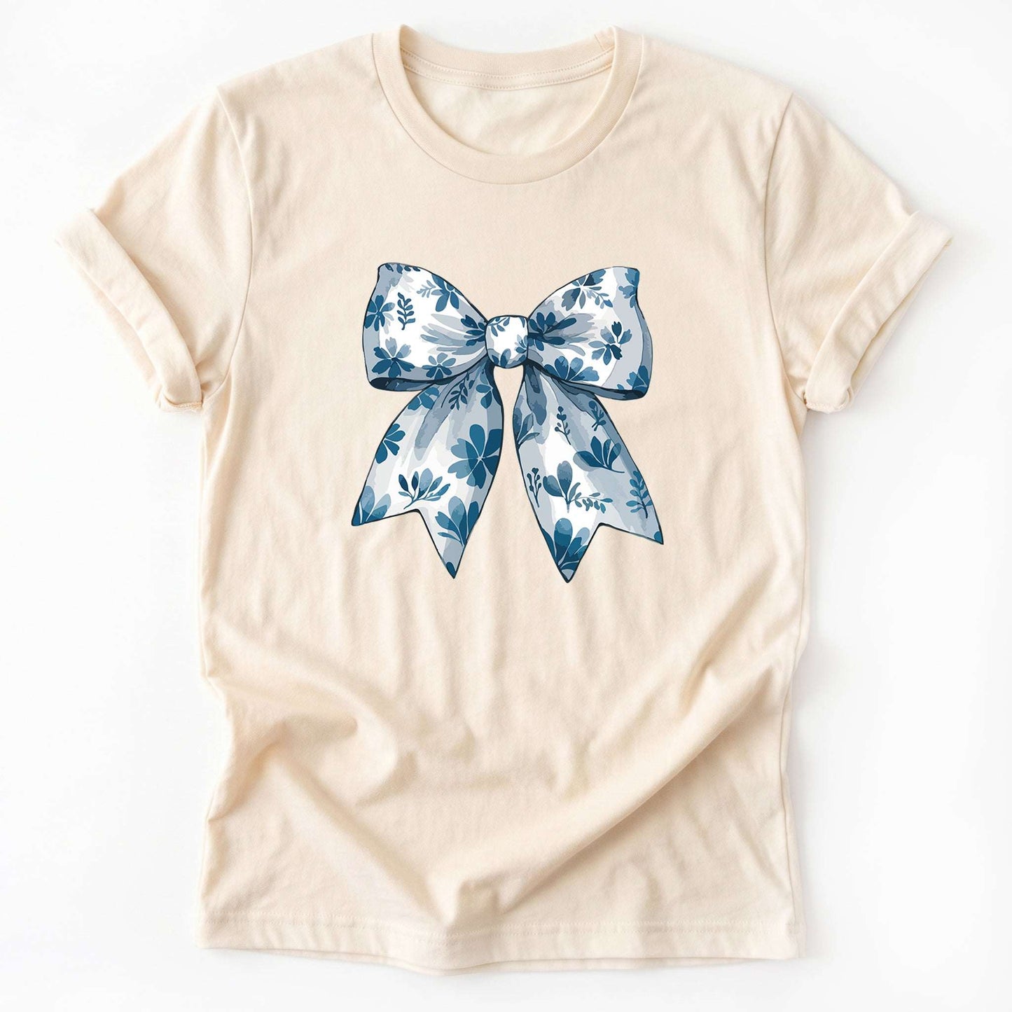 Coquette Bow Blue Flowers Classic T-Shirt