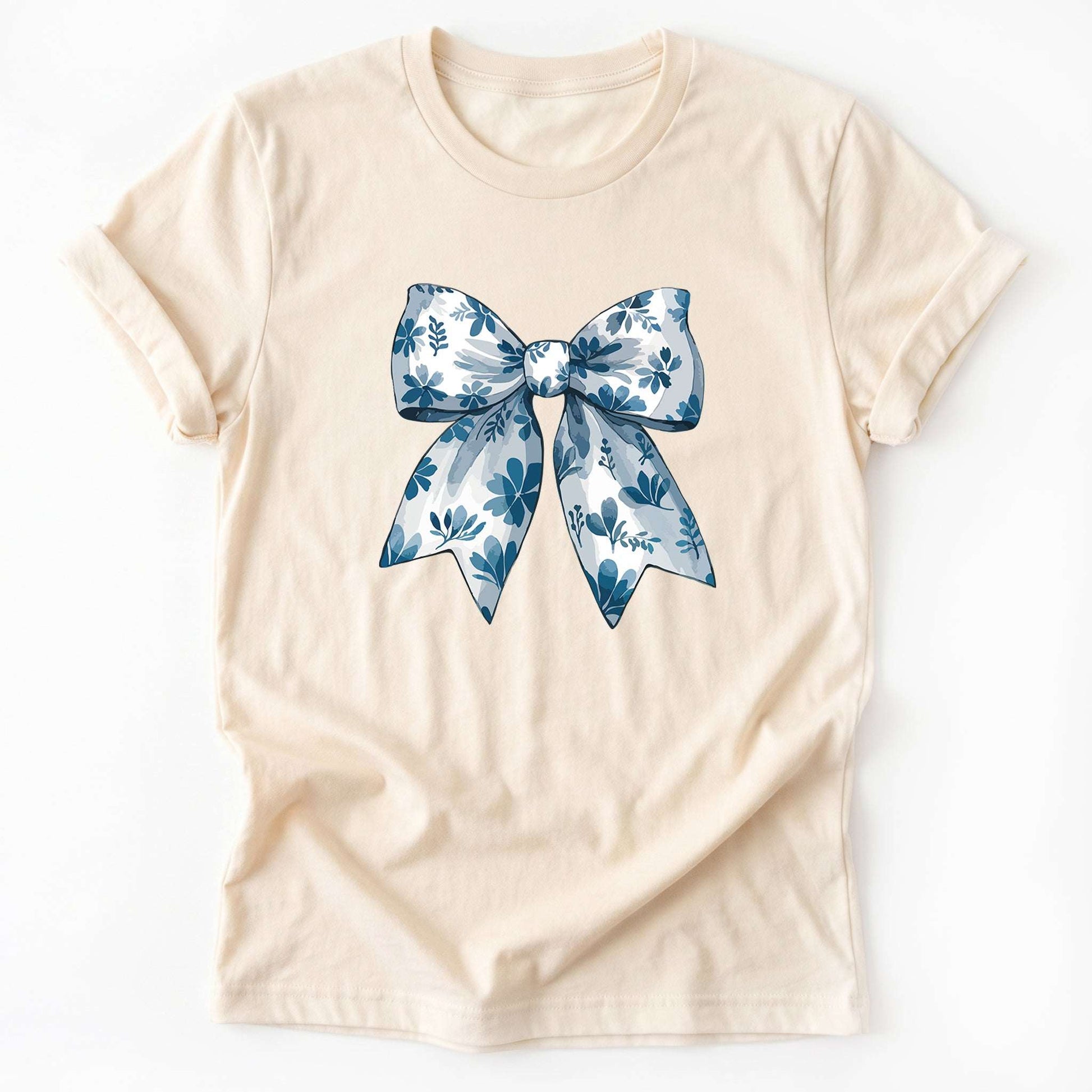 Coquette Bow Blue Flowers Classic T-Shirt
