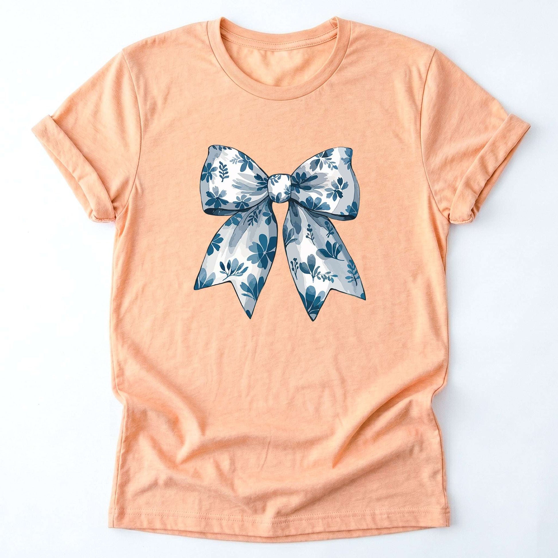 Coquette Bow Blue Flowers Classic T-Shirt