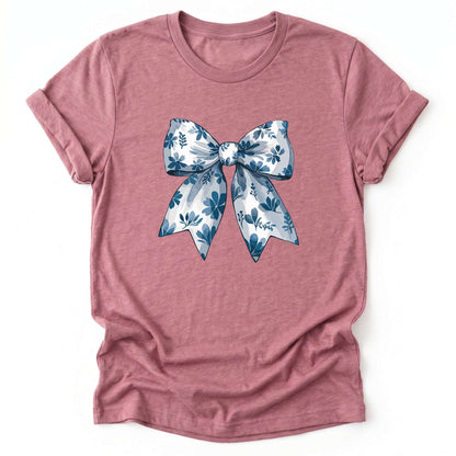 Coquette Bow Blue Flowers Classic T-Shirt