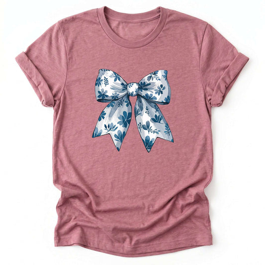Coquette Bow Blue Flowers Classic T-Shirt