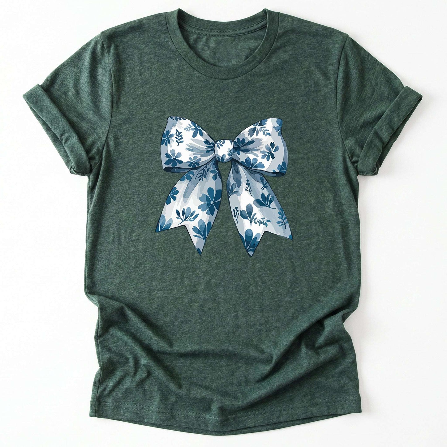 Coquette Bow Blue Flowers Classic T-Shirt