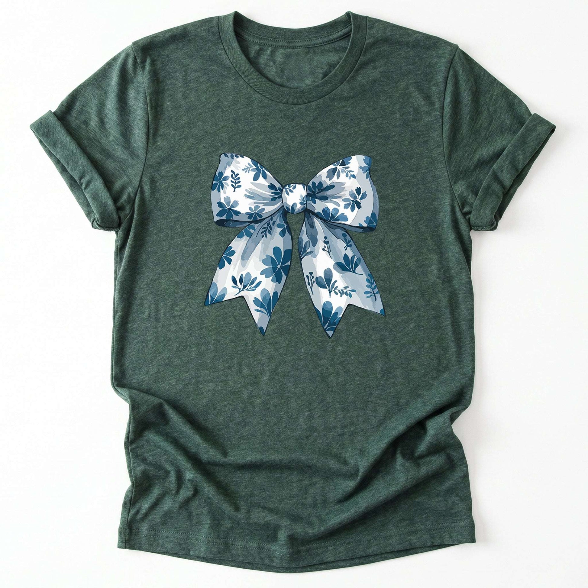 Coquette Bow Blue Flowers Classic T-Shirt