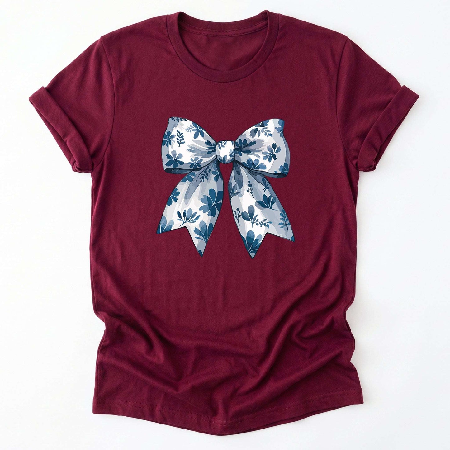 Coquette Bow Blue Flowers Classic T-Shirt