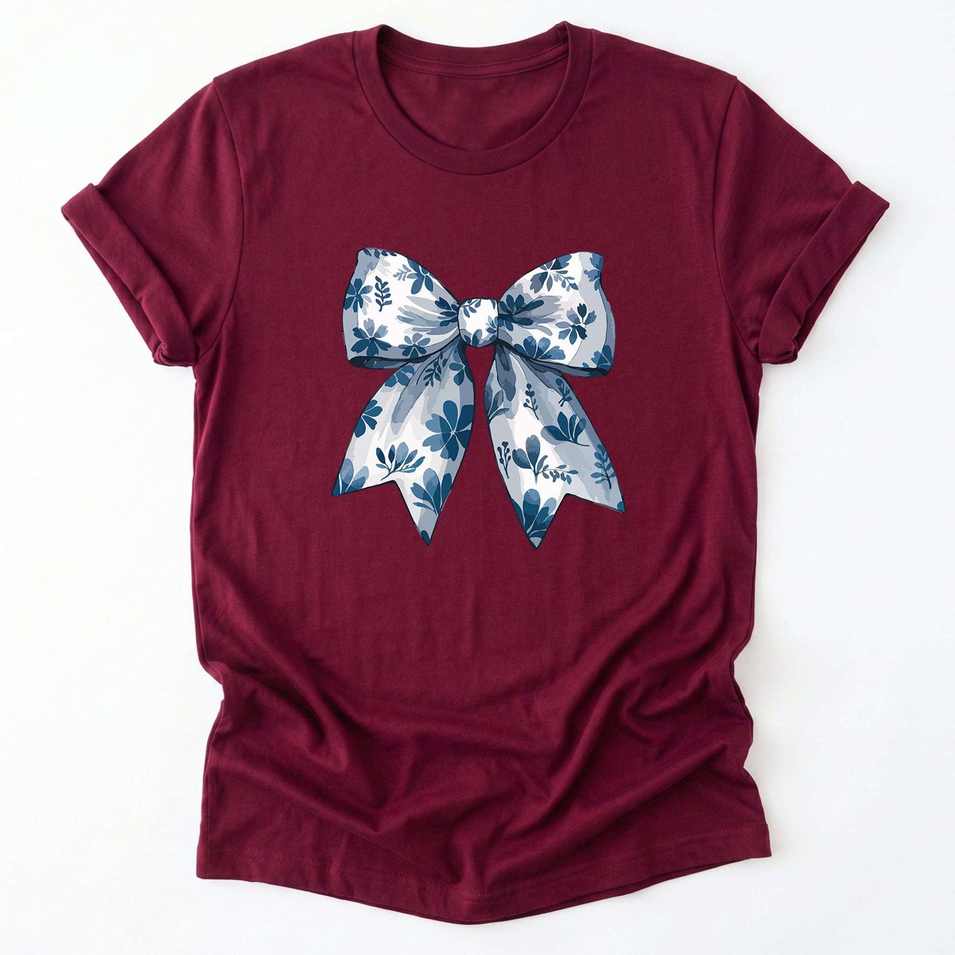 Coquette Bow Blue Flowers Classic T-Shirt