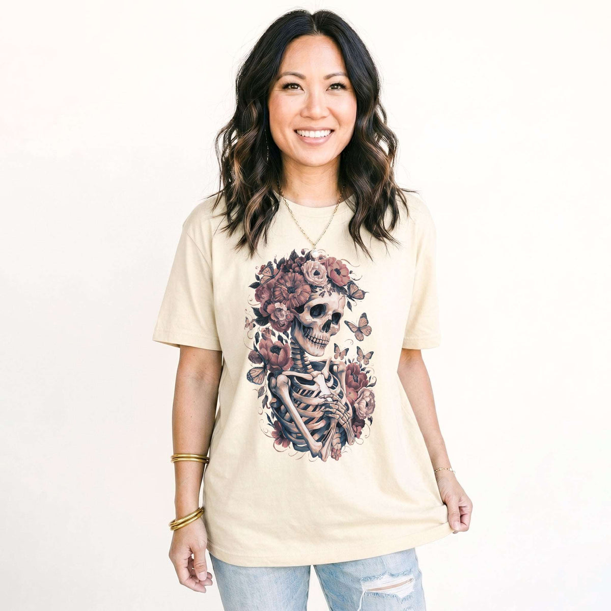 Skeleton Boho Floral Classic T-Shirt