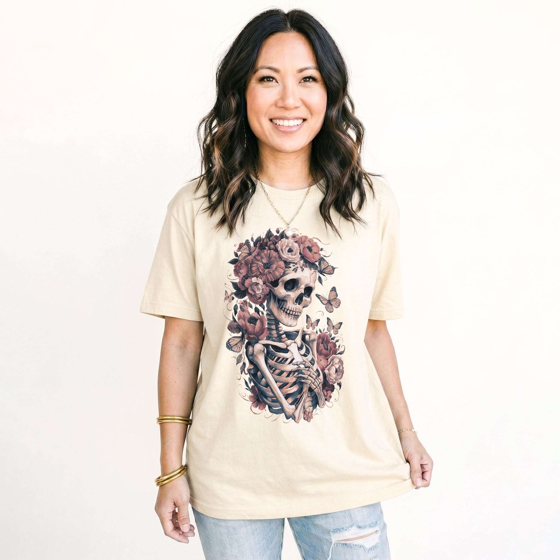 Skeleton Boho Floral Classic T-Shirt