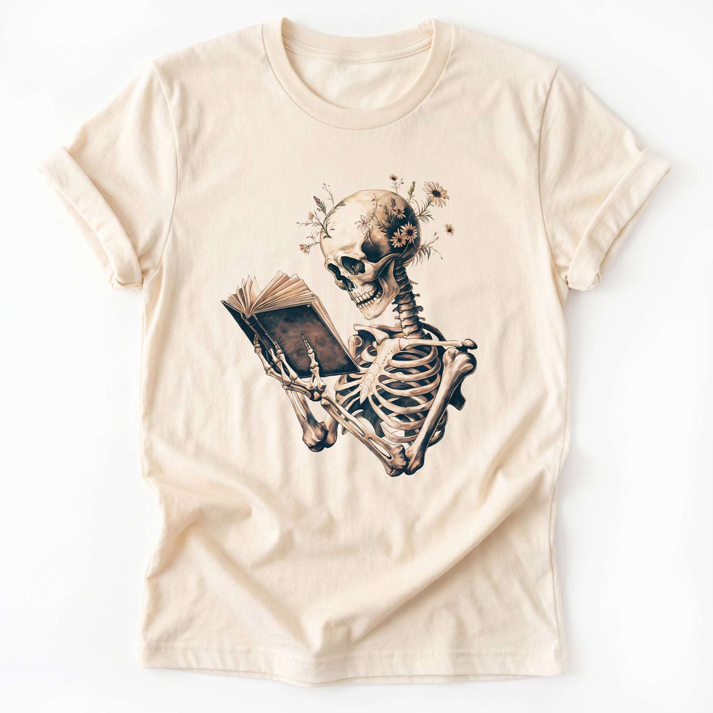 Skeleton Book Lover Floral Classic T-Shirt