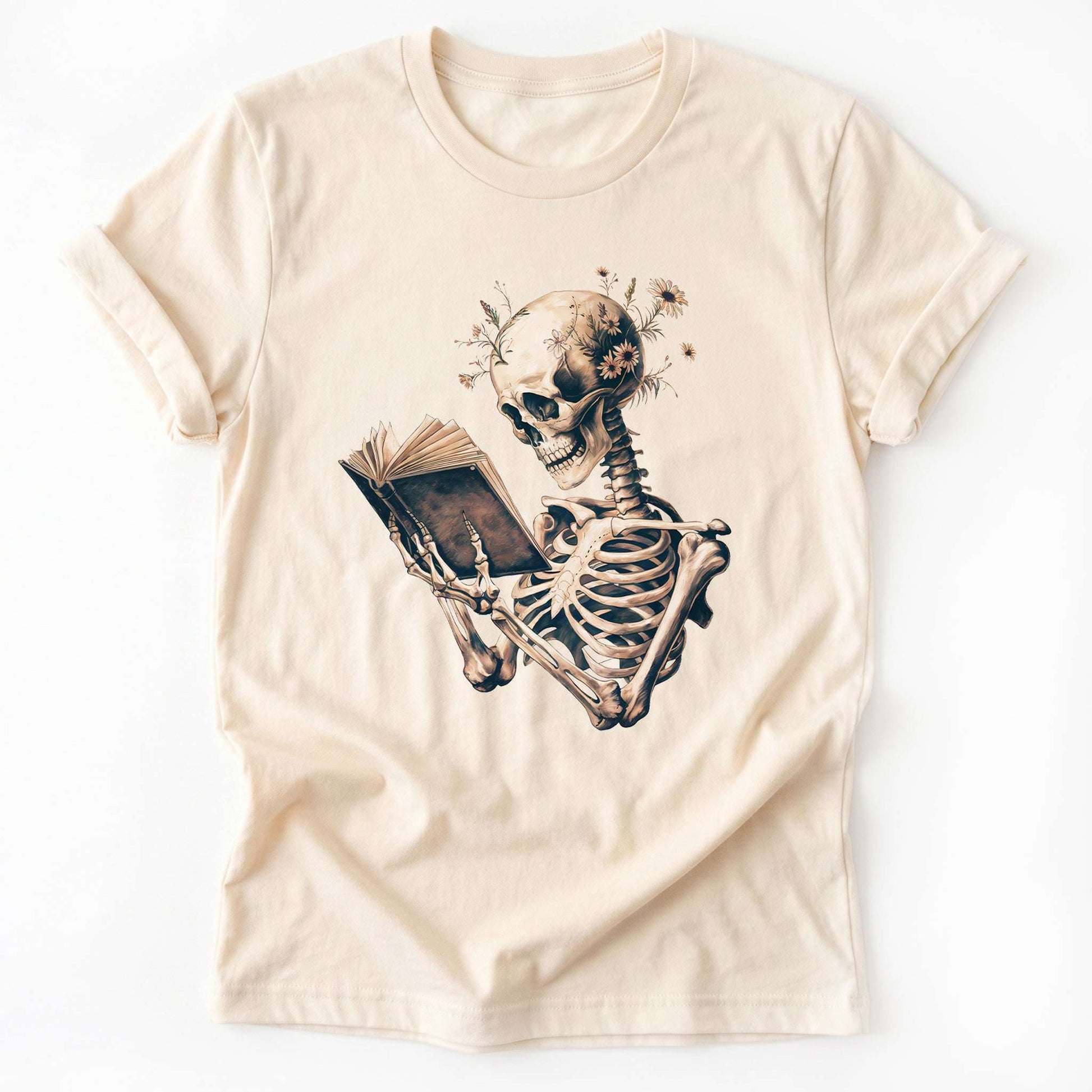 Skeleton Book Lover Floral Classic T-Shirt
