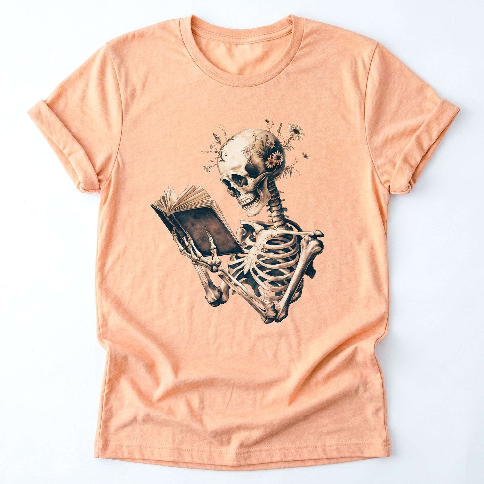 Skeleton Book Lover Floral Classic T-Shirt