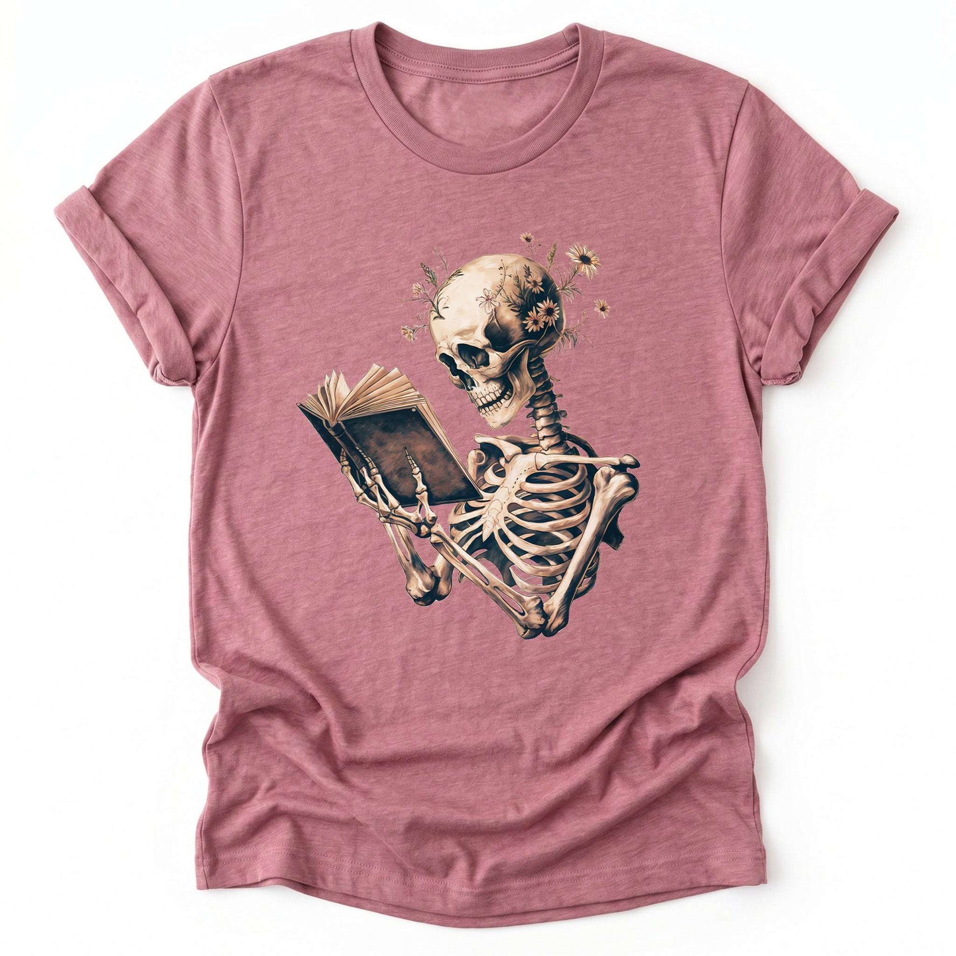 Skeleton Book Lover Floral Classic T-Shirt