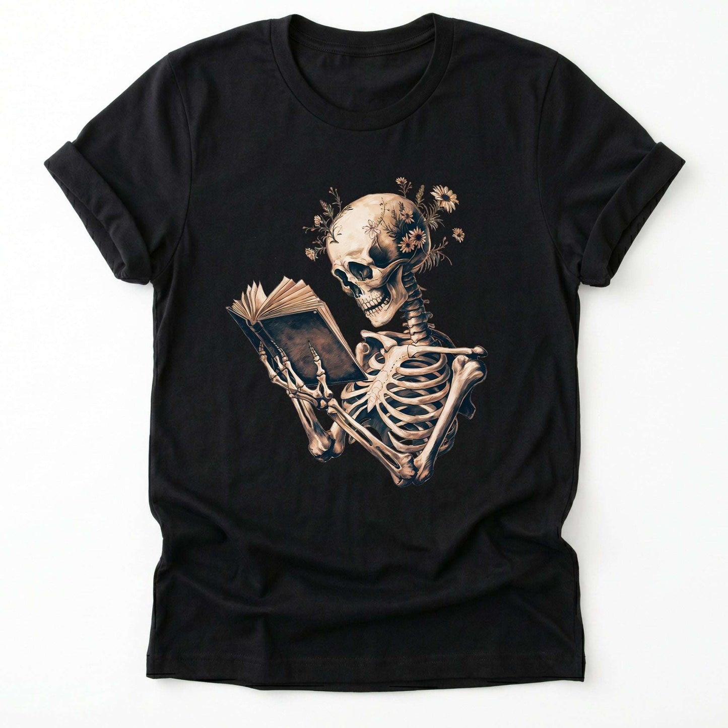 Skeleton Book Lover Floral Classic T-Shirt
