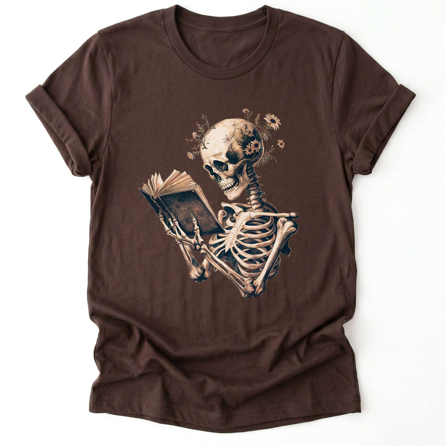 Skeleton Book Lover Floral Classic T-Shirt