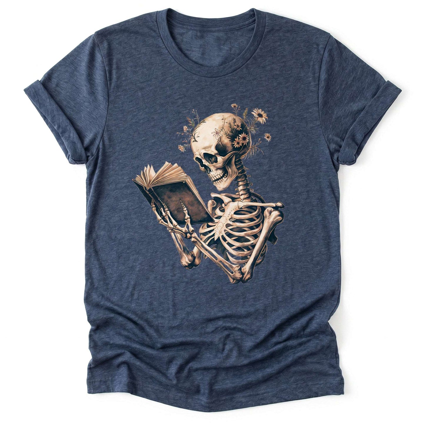 Skeleton Book Lover Floral Classic T-Shirt