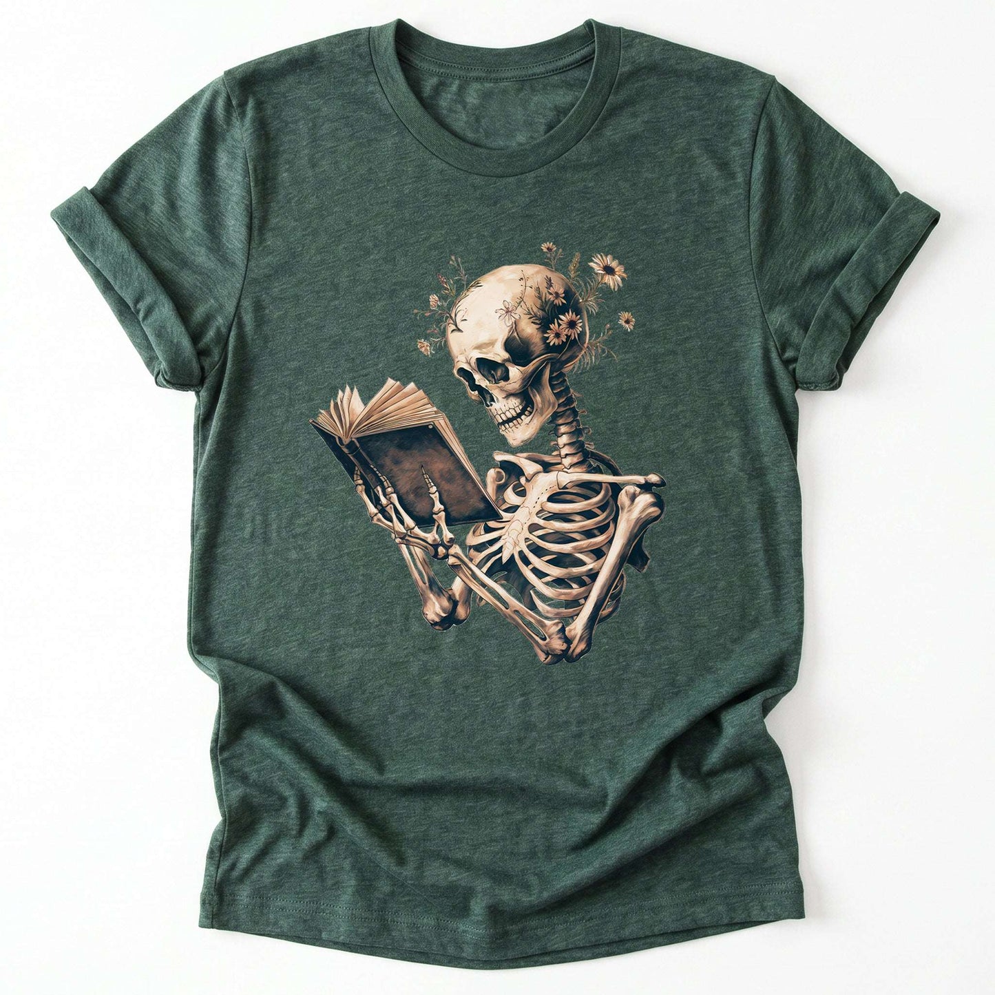 Skeleton Book Lover Floral Classic T-Shirt