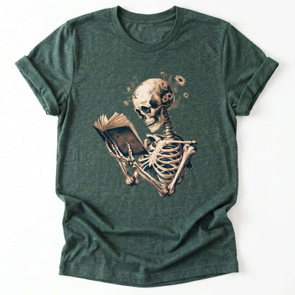 Skeleton Book Lover Floral Classic T-Shirt