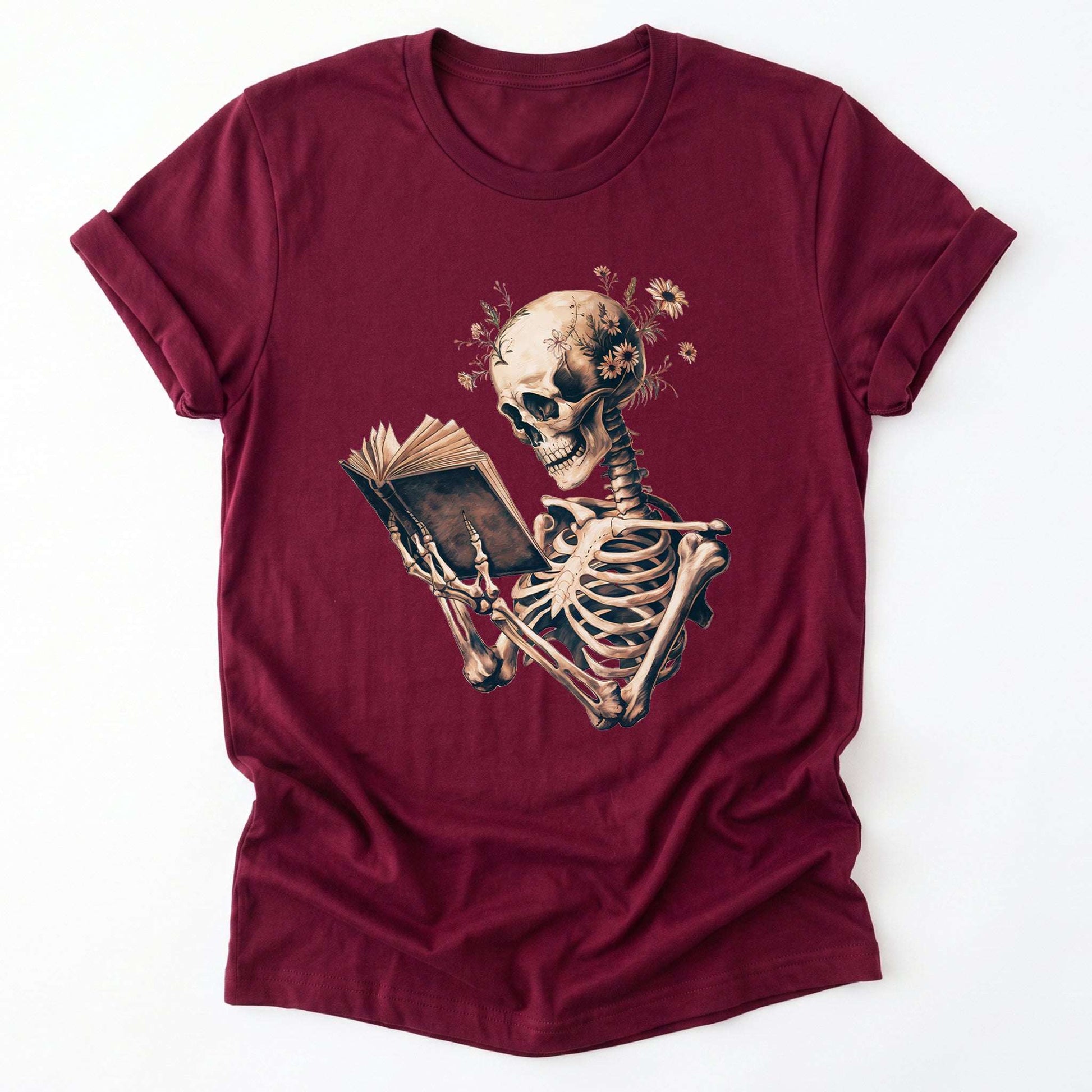 Skeleton Book Lover Floral Classic T-Shirt