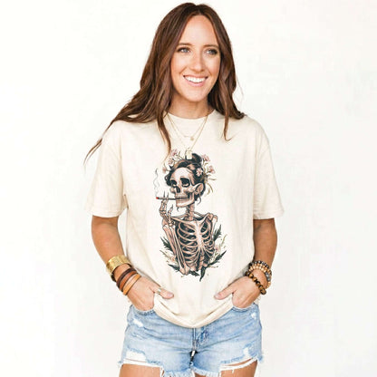 Sassy Skeleton Boho Floral Classic T-Shirt