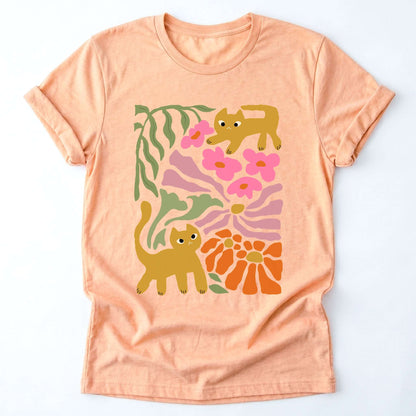 Cats And Flowers Classic T-Shirt
