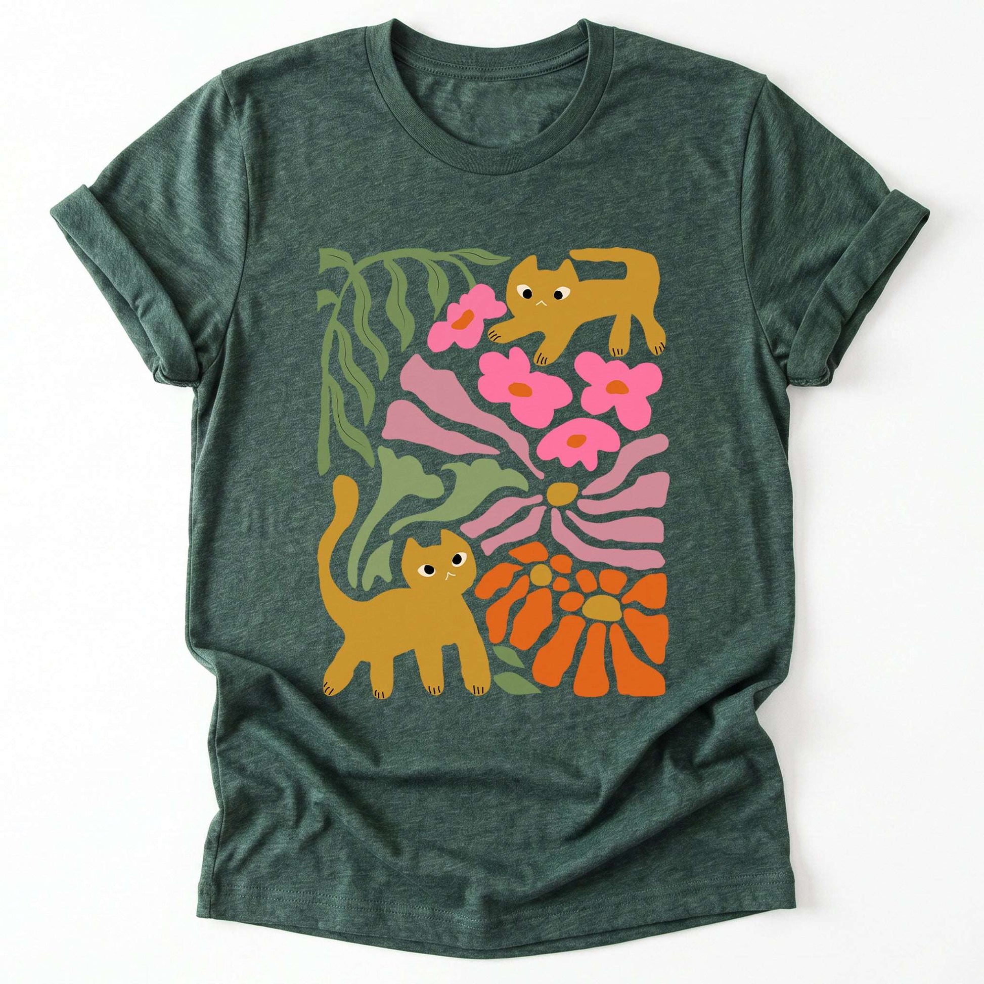 Cats And Flowers Classic T-Shirt
