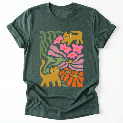 Cats And Flowers Classic T-Shirt
