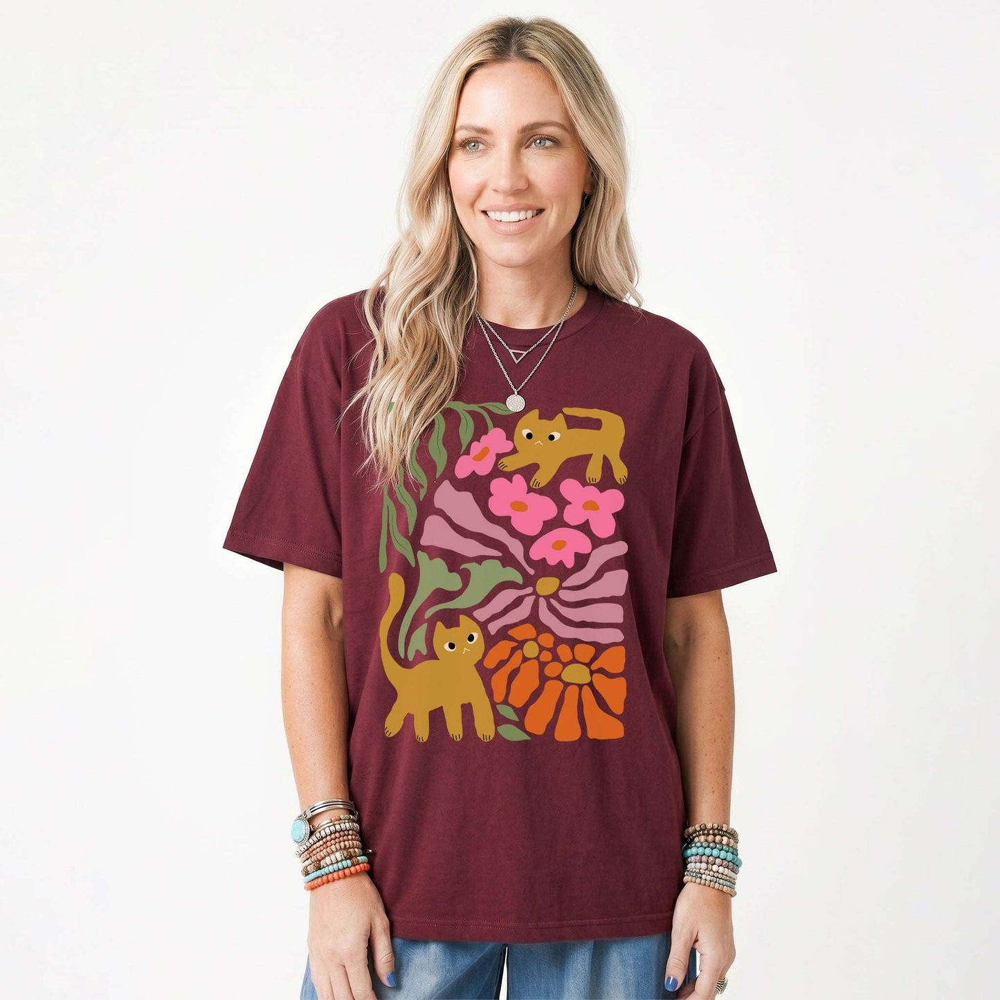 Cats And Flowers Classic T-Shirt