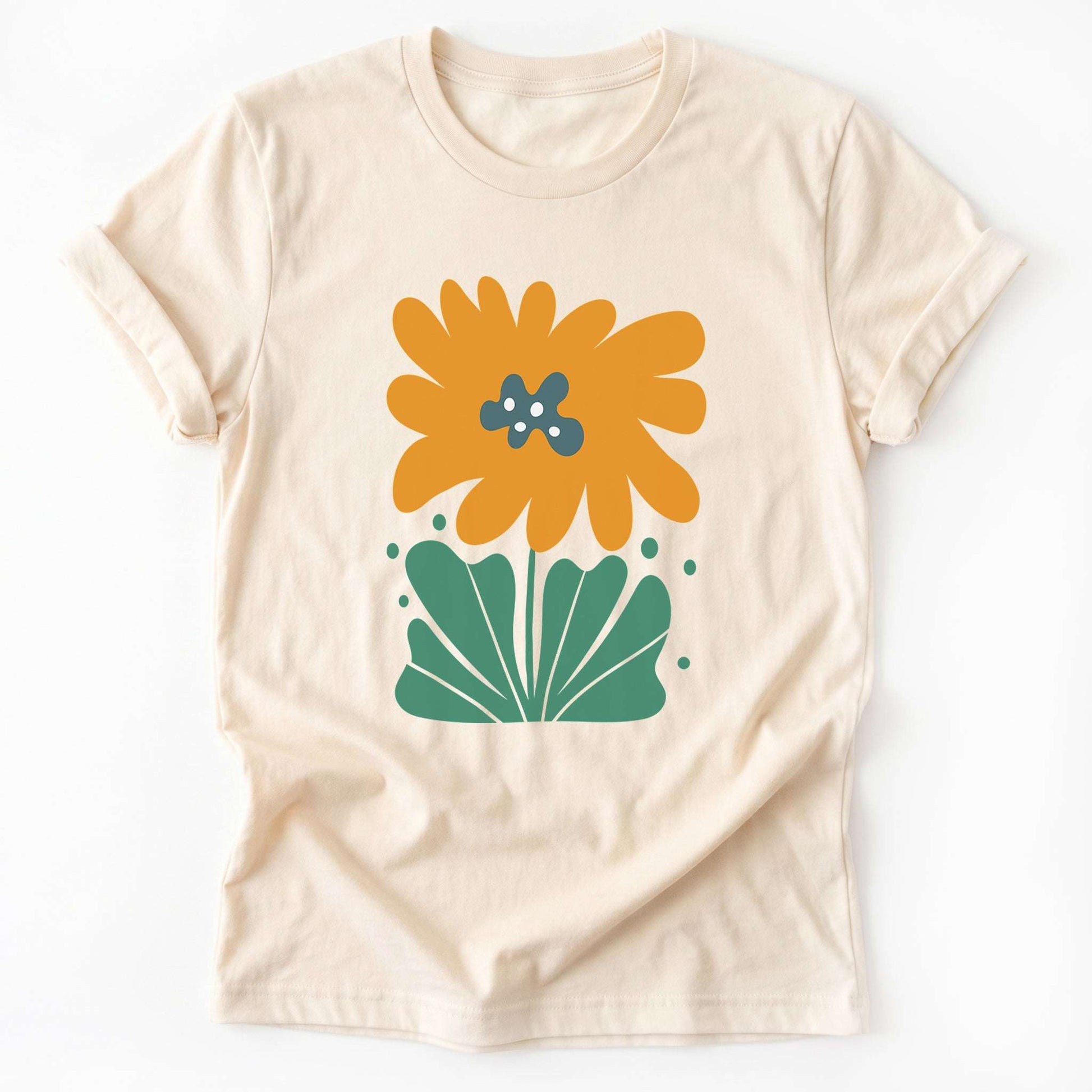 Orange Abstract Flowers Classic T-Shirt