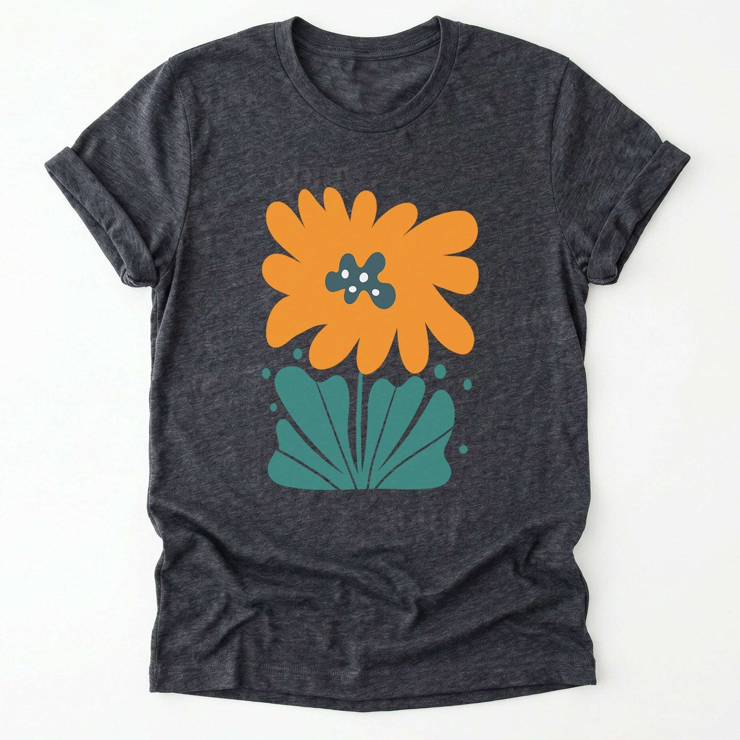 Orange Abstract Flowers Classic T-Shirt