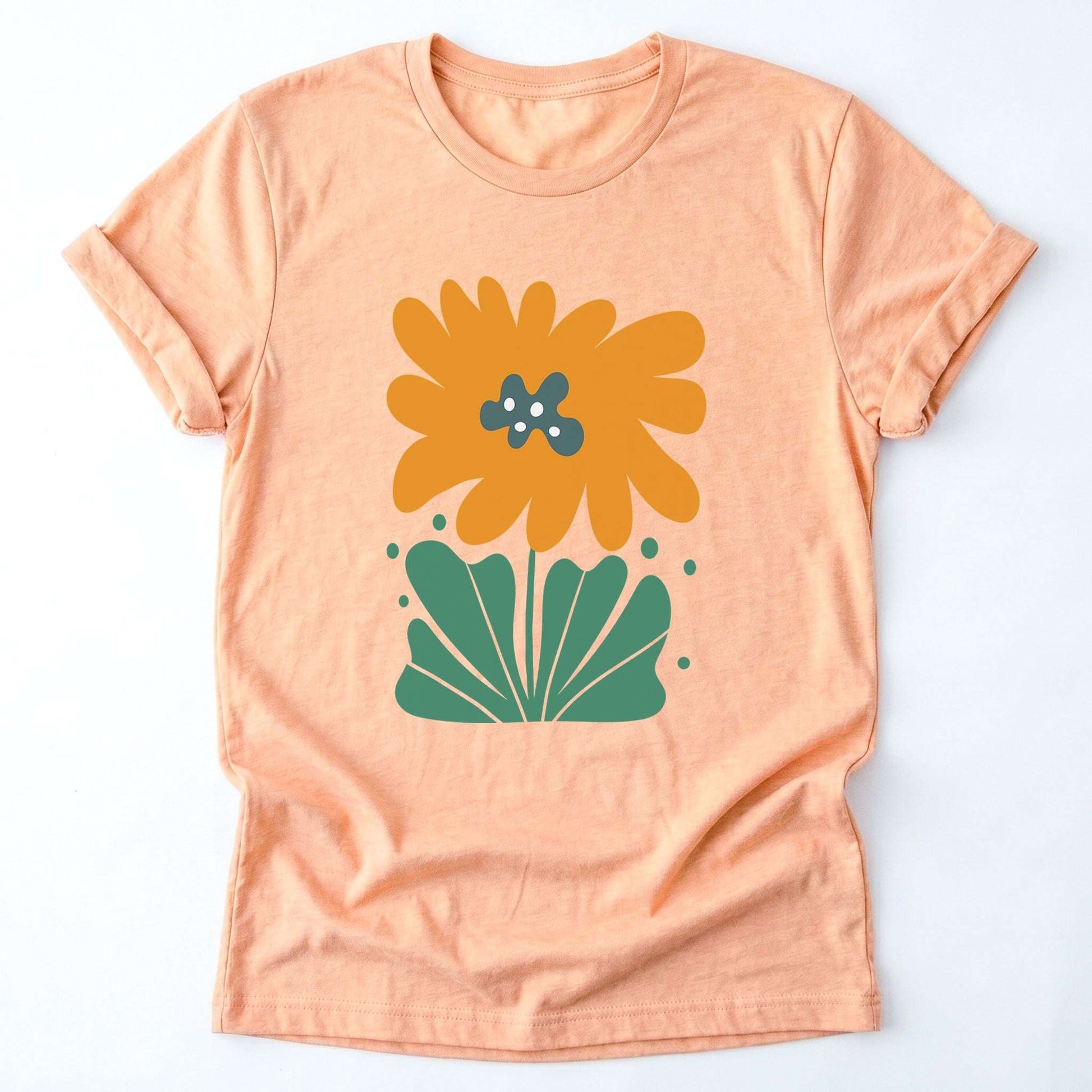 Orange Abstract Flowers Classic T-Shirt