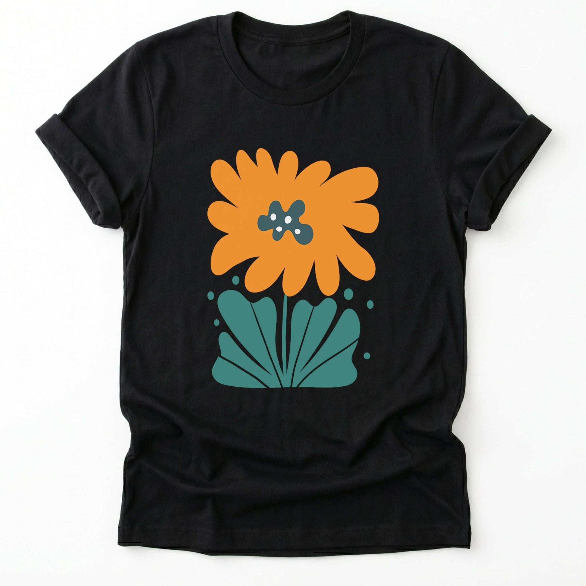 Orange Abstract Flowers Classic T-Shirt