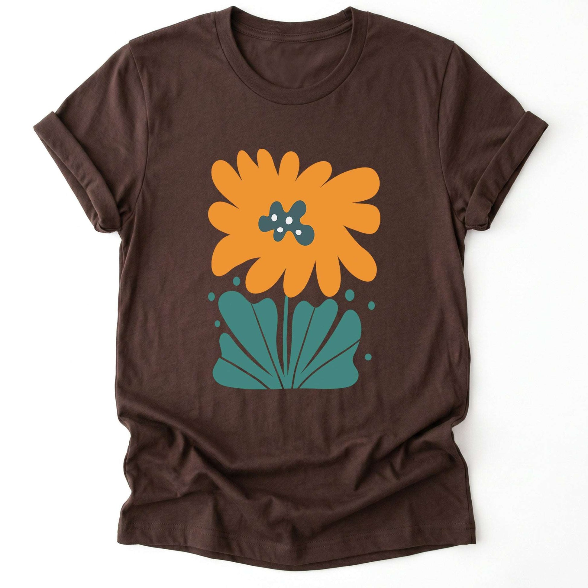 Orange Abstract Flowers Classic T-Shirt