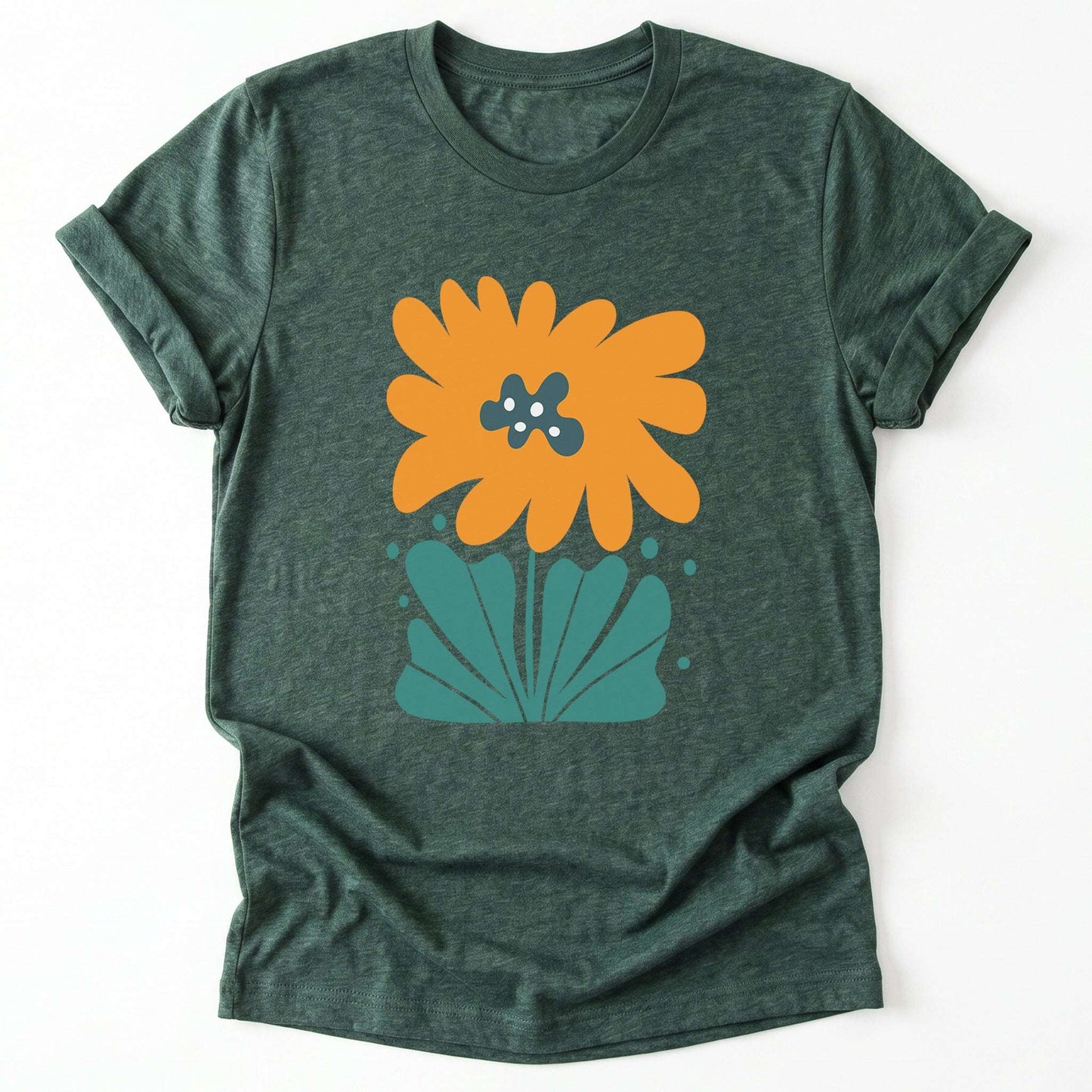 Orange Abstract Flowers Classic T-Shirt
