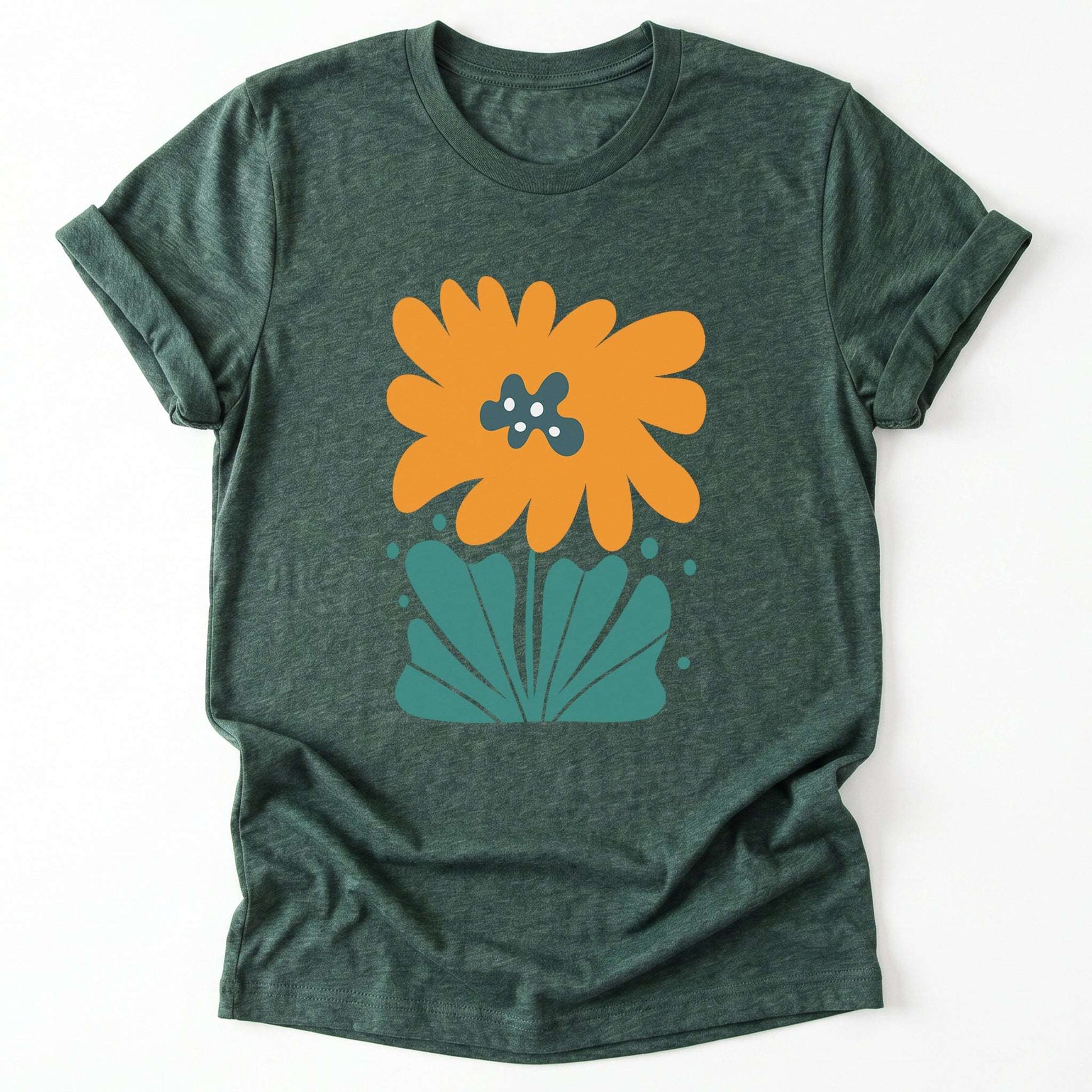 Orange Abstract Flowers Classic T-Shirt