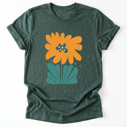 Orange Abstract Flowers Classic T-Shirt