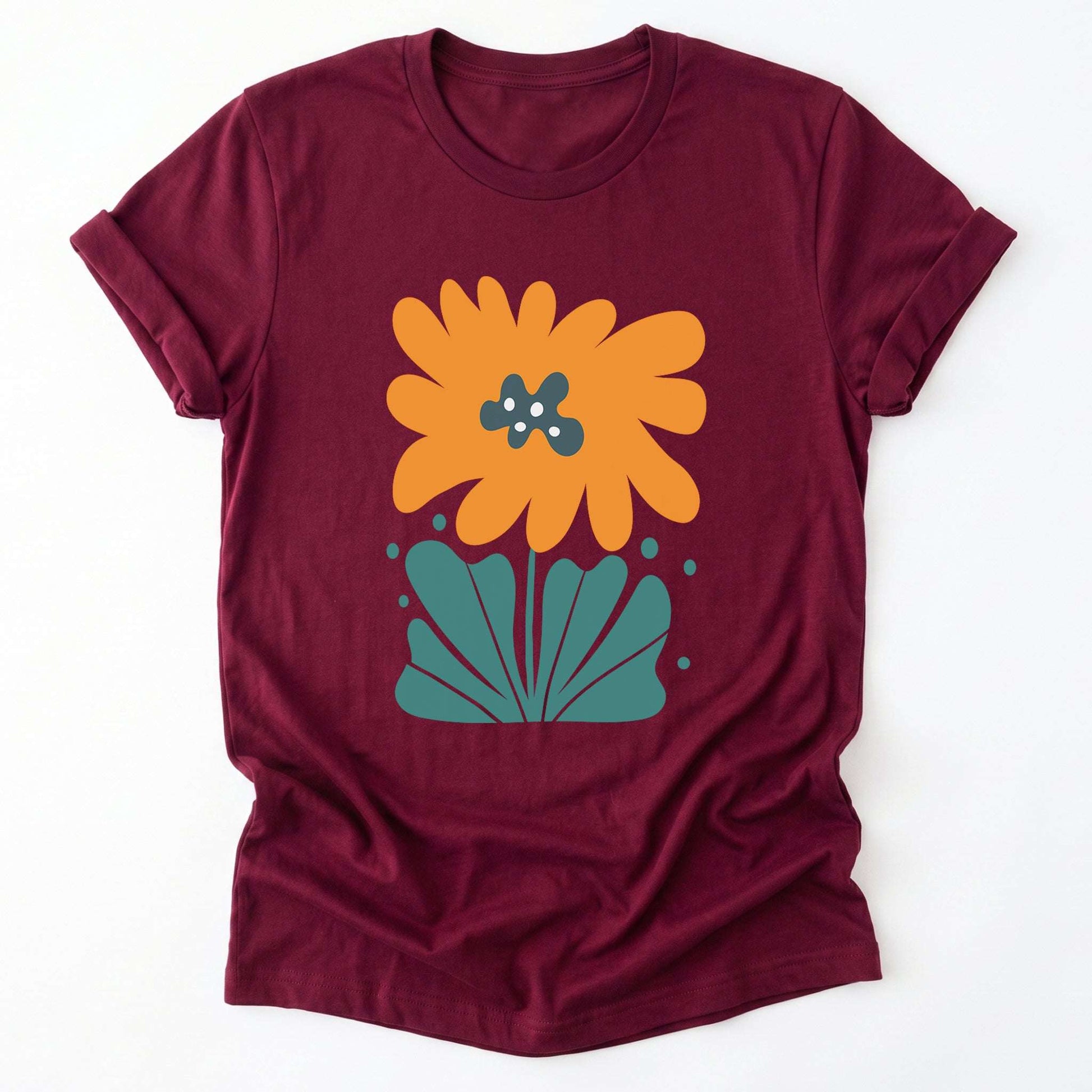 Orange Abstract Flowers Classic T-Shirt