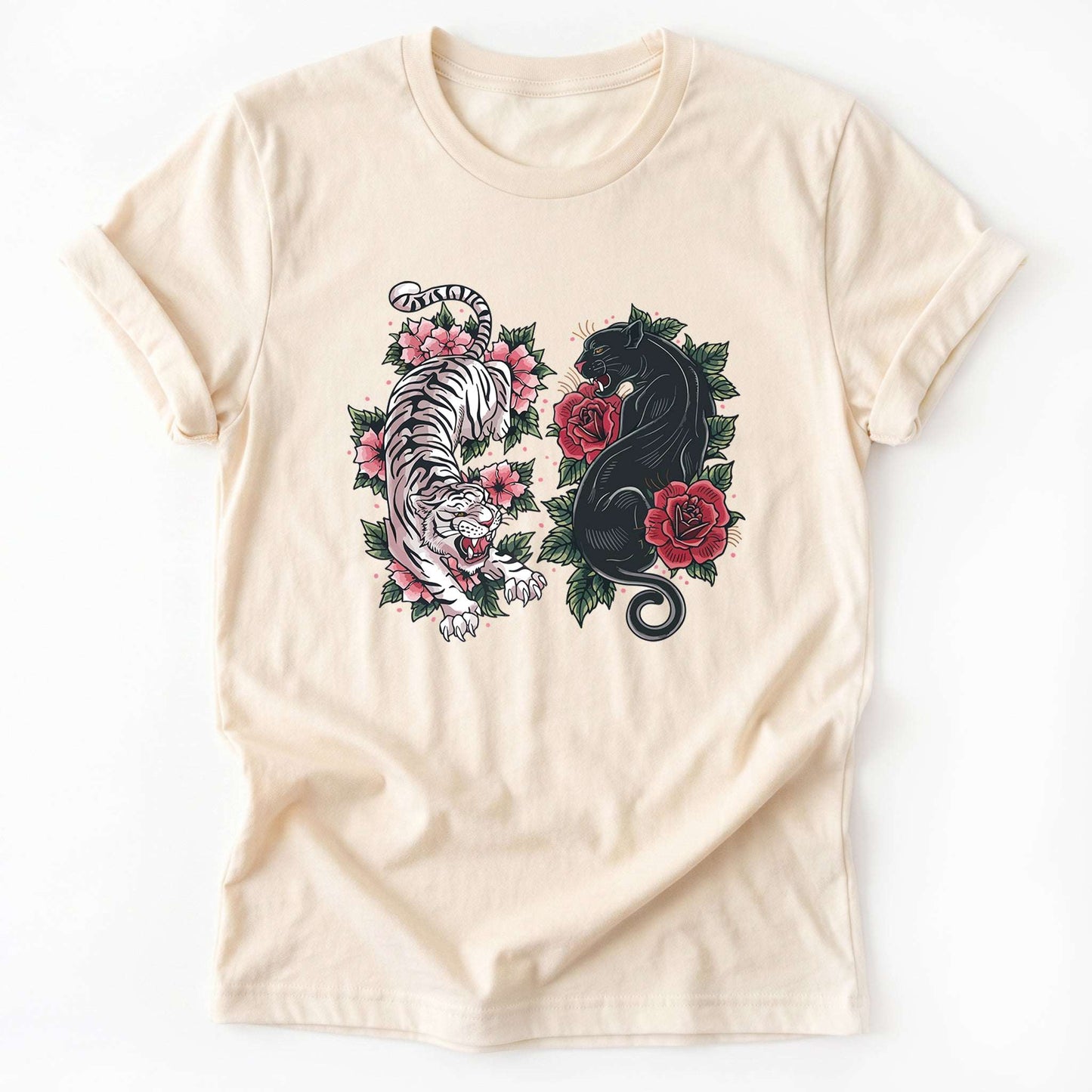 Boho Tiger Panther Floral Classic T-Shirt