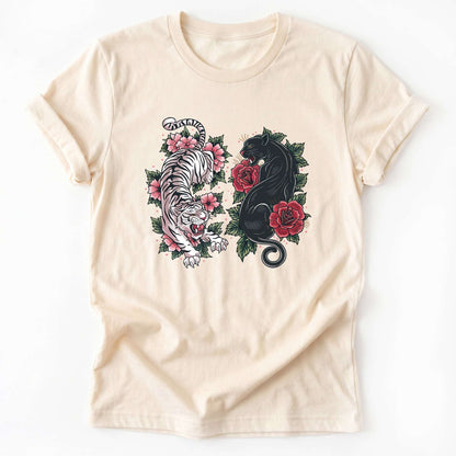 Boho Tiger Panther Floral Classic T-Shirt