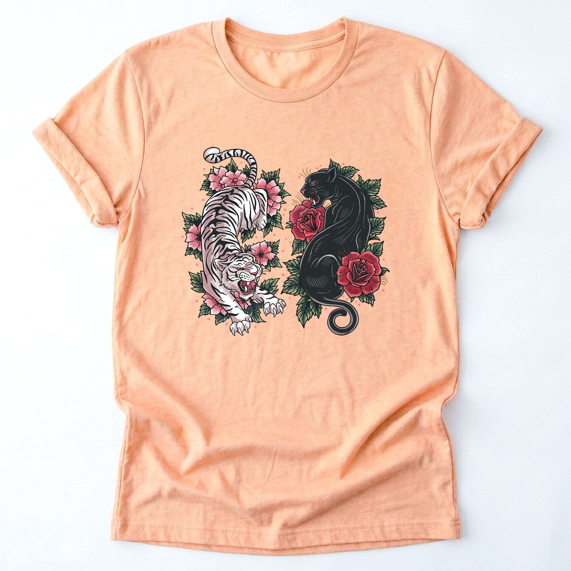 Boho Tiger Panther Floral Classic T-Shirt