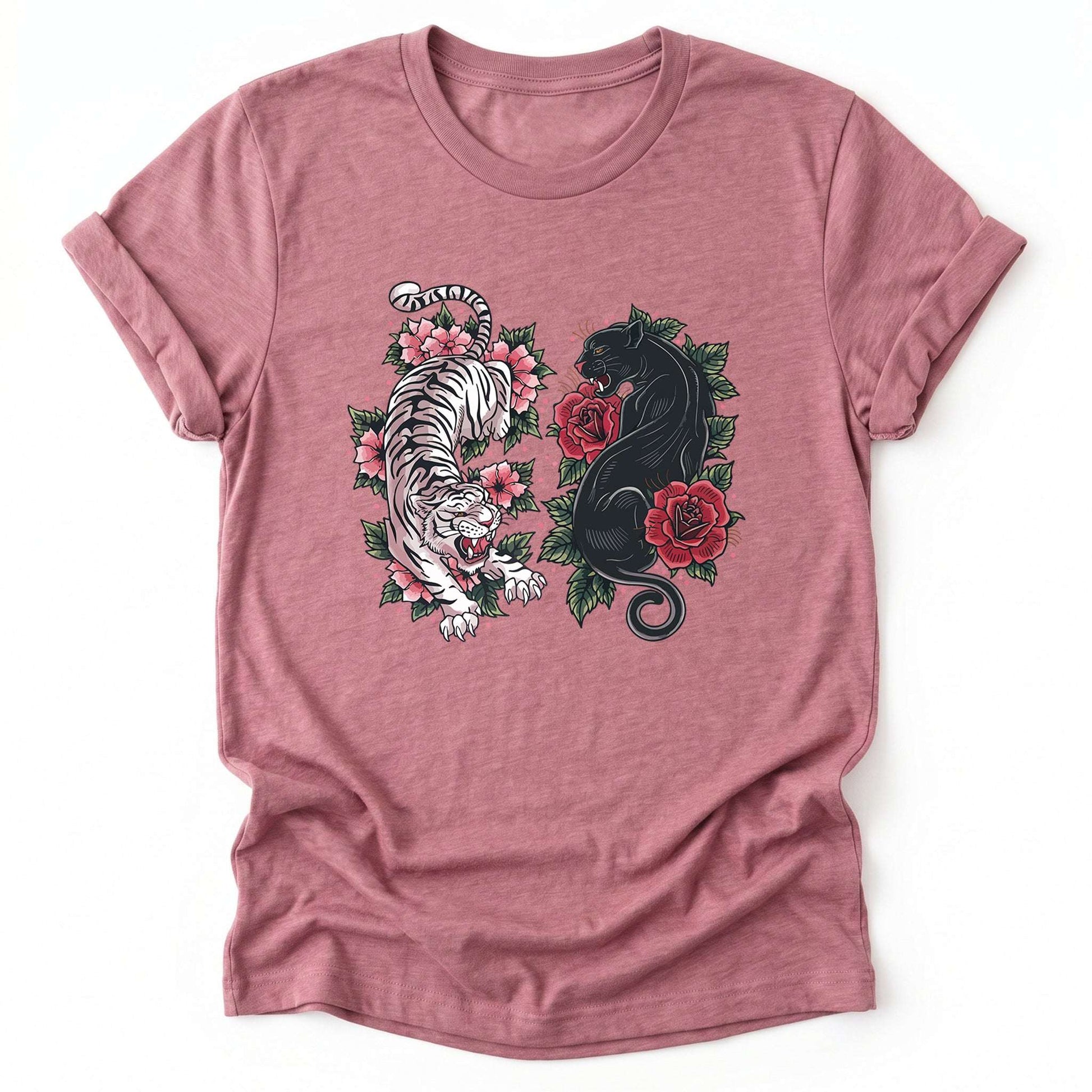 Boho Tiger Panther Floral Classic T-Shirt