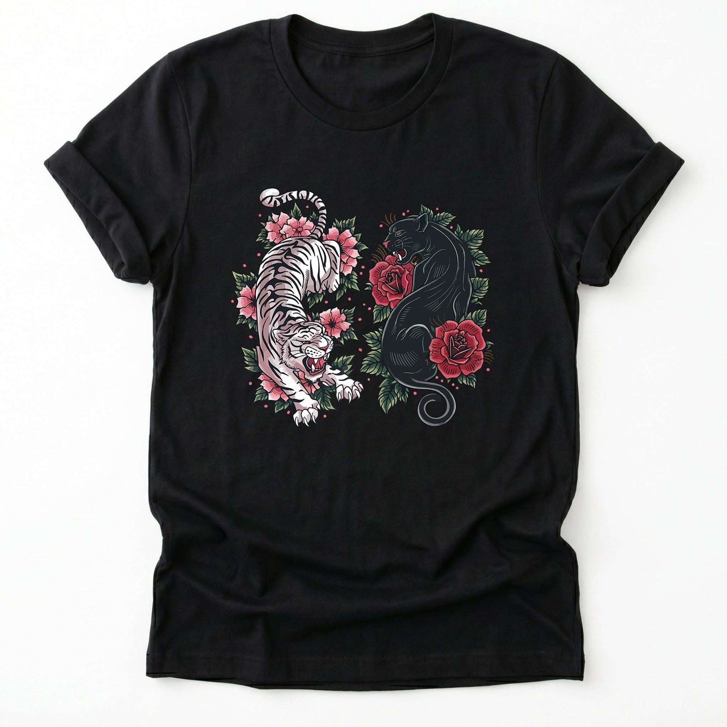Boho Tiger Panther Floral Classic T-Shirt