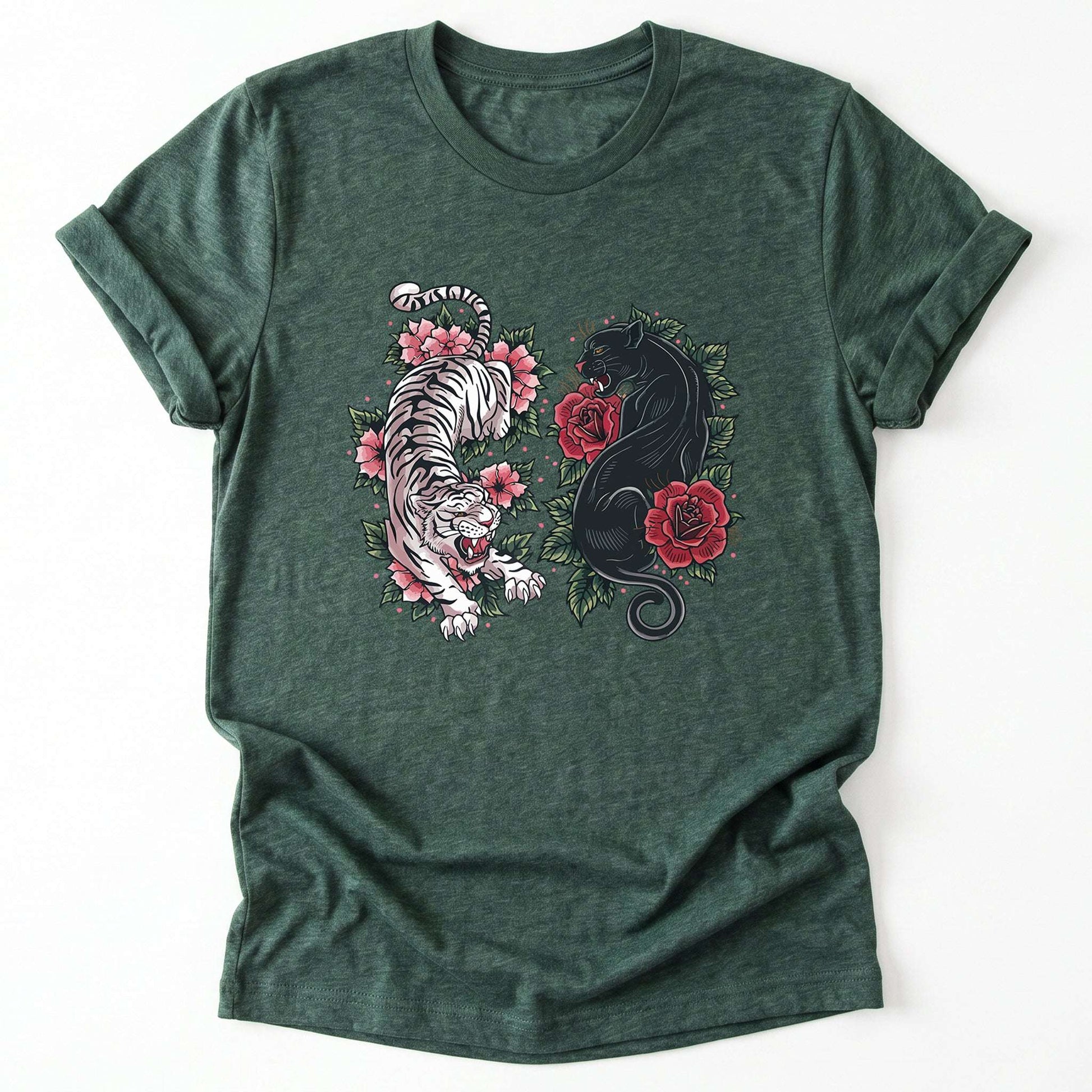 Boho Tiger Panther Floral Classic T-Shirt