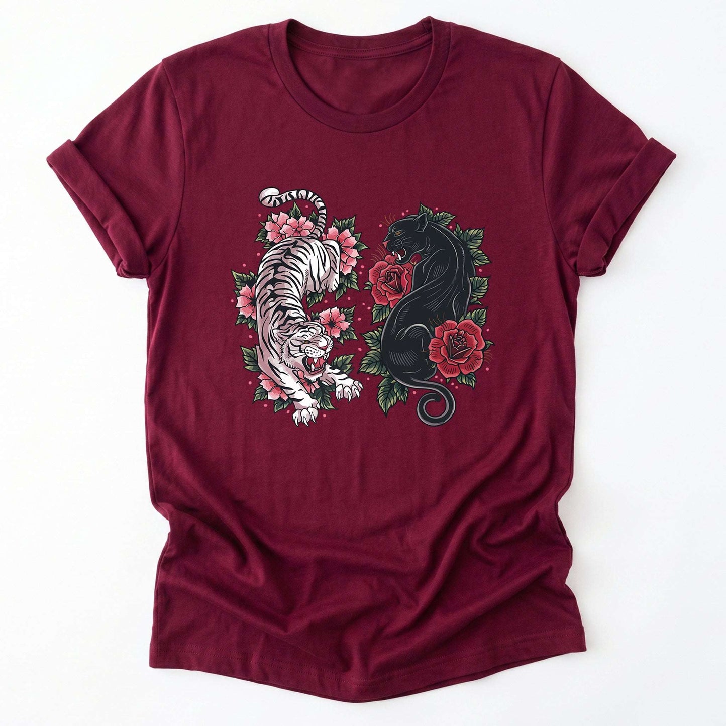 Boho Tiger Panther Floral Classic T-Shirt