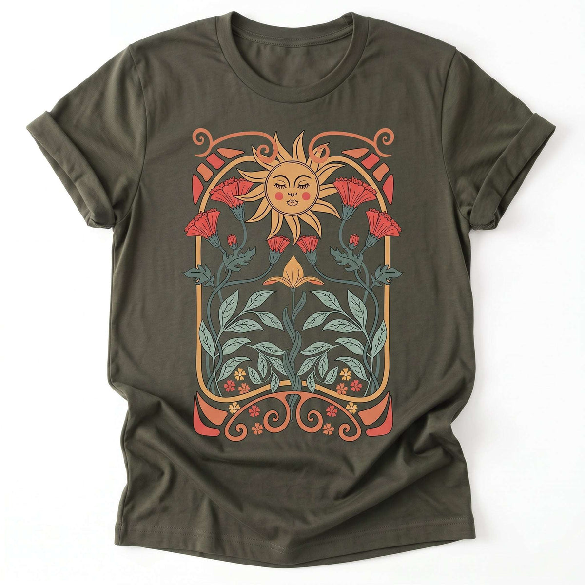 Art Nouveau Garden Classic T-Shirt - Army