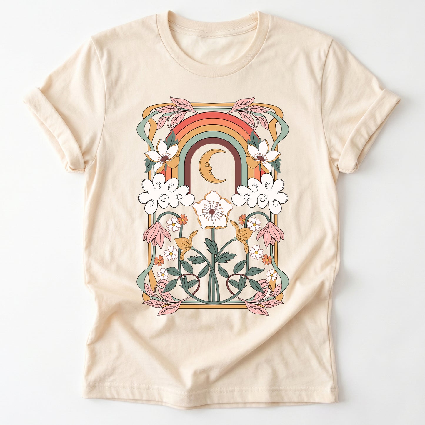 Rainbow Floral Nouveau Classic T-Shirt