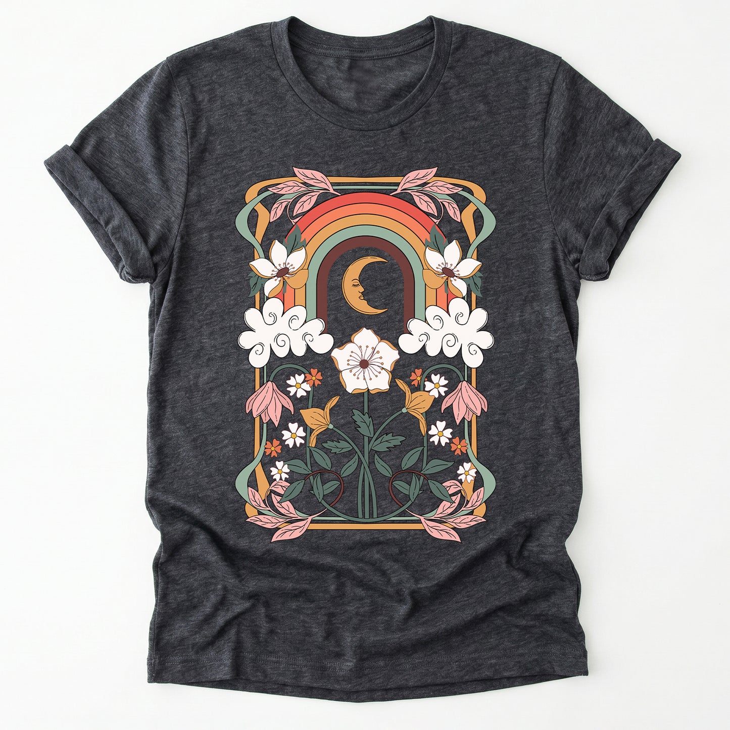 Rainbow Floral Nouveau Classic T-Shirt