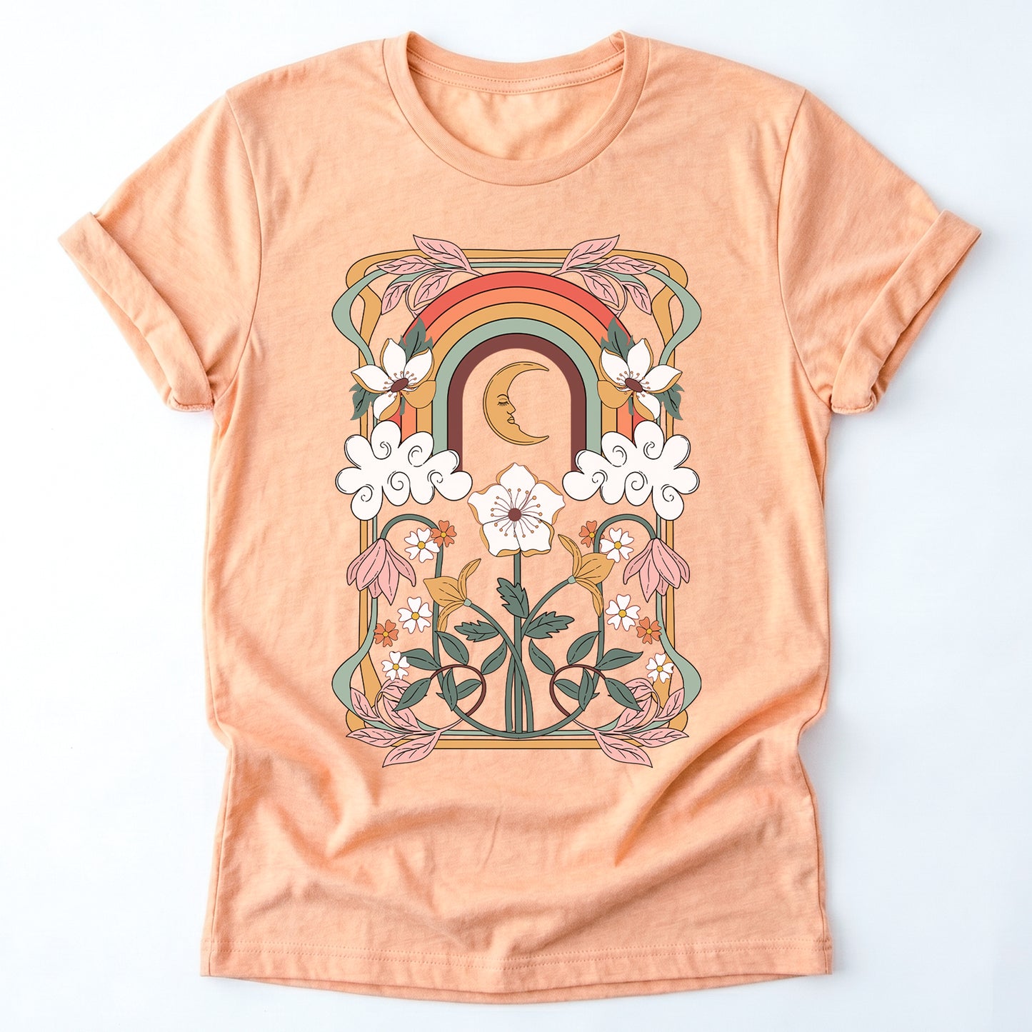 Rainbow Floral Nouveau Classic T-Shirt