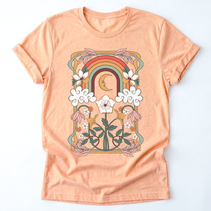 Rainbow Floral Nouveau Classic T-Shirt