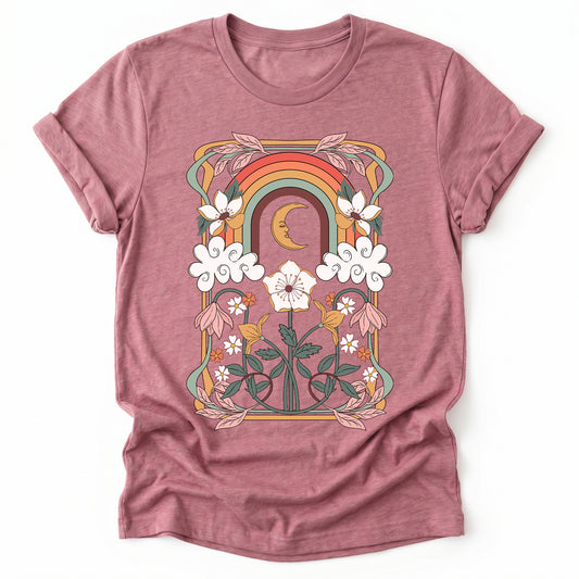 Rainbow Floral Nouveau Classic T-Shirt